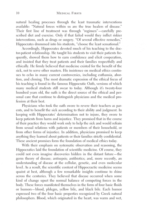Medical Firsts: From Hippocrates to the Human Genome
