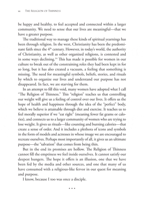 The Religion of Thinness: Satisfying the Spiritual Hungers Behind Women's Obsession with Food and Weight