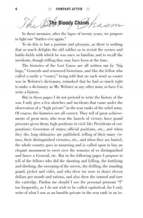 Company Aytch or a Side Show of the Big Show: A Memoir of the Civil War