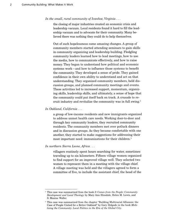 Community Building: What Makes It Work: A Review of Factors Influencing Successful Community Building