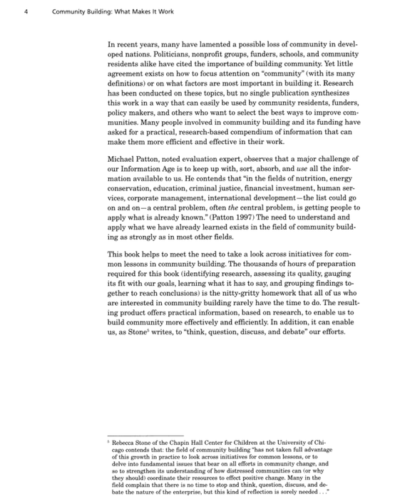 Community Building: What Makes It Work: A Review of Factors Influencing Successful Community Building