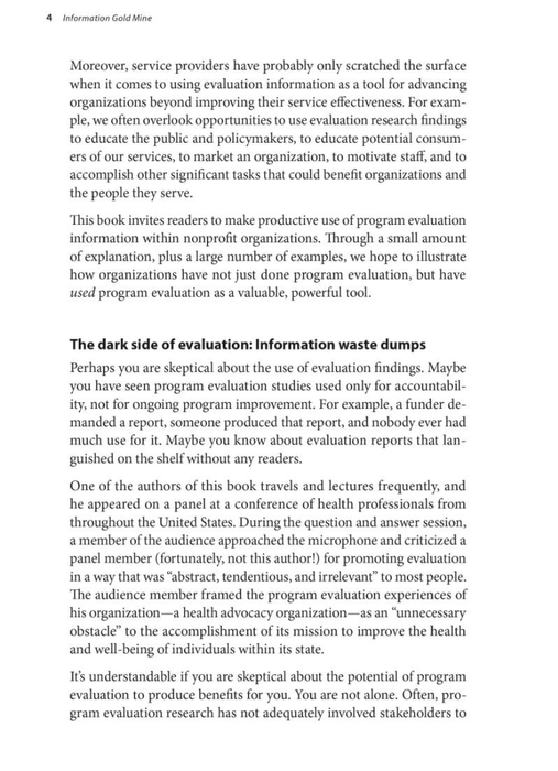 Information Gold Mine: Innovative Uses of Evaluation