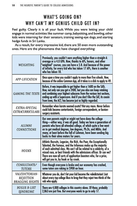 The Neurotic Parent's Guide to College Admissions: Strategies for Helicoptering, Hot-housing & Micromanaging
