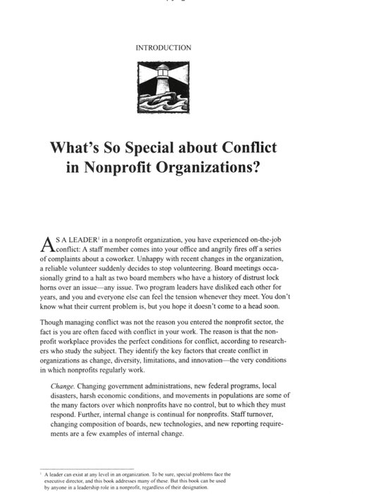 Resolving Conflict in Nonprofit Organizations: The Leader's Guide to Finding Constructive Solutions