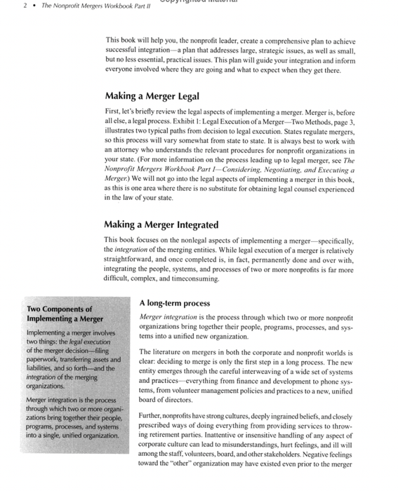 The Nonprofit Mergers Workbook Part II: Unifying the Organization after a Merger