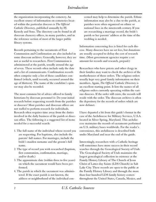 U.S. Catholic Sources: A Diocesan Research Guide