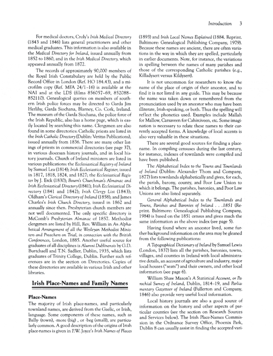 Irish Records: Sources for Family and Local History