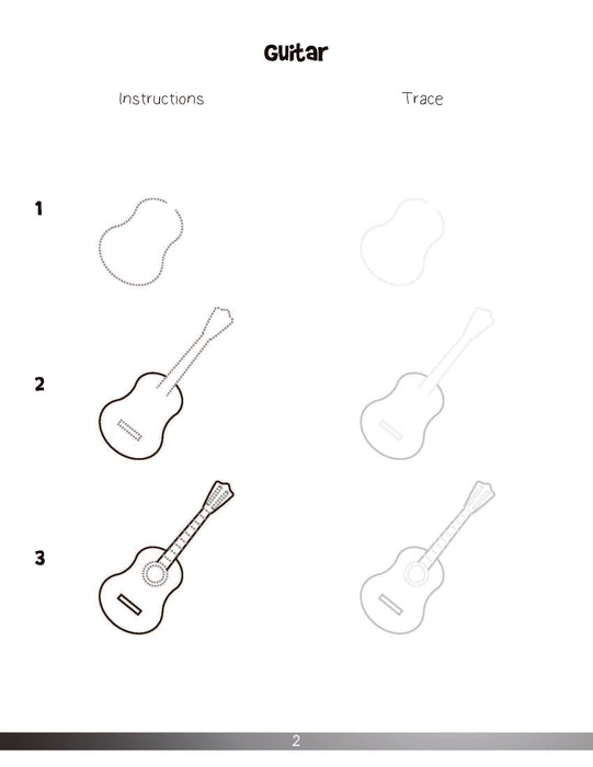 The Drawing Book for Kids: Musical Instruments - Step by Step with Space to Practice