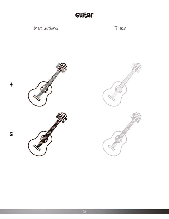 The Drawing Book for Kids: Musical Instruments - Step by Step with Space to Practice