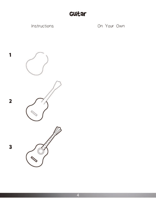 The Drawing Book for Kids: Musical Instruments - Step by Step with Space to Practice