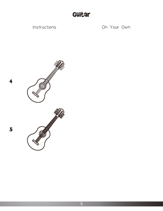 The Drawing Book for Kids: Musical Instruments - Step by Step with Space to Practice