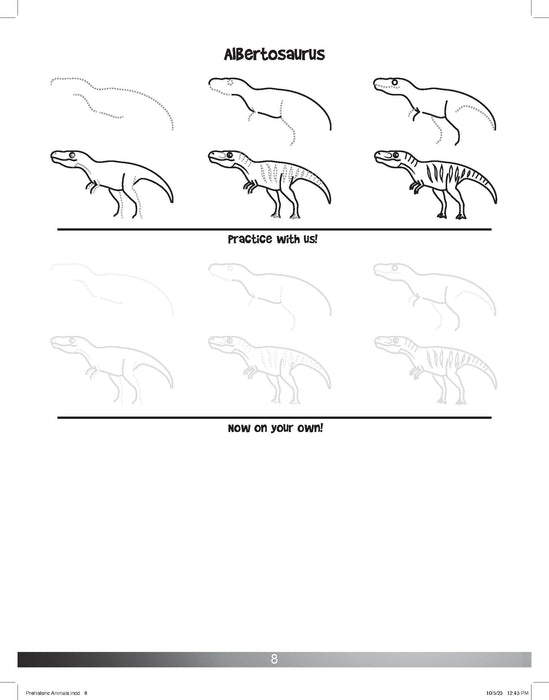 The Drawing Book for Kids: Dinosaurs - Step by Step with Space to Practice