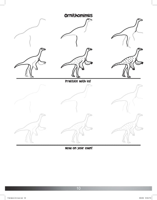 The Drawing Book for Kids: Dinosaurs - Step by Step with Space to Practice
