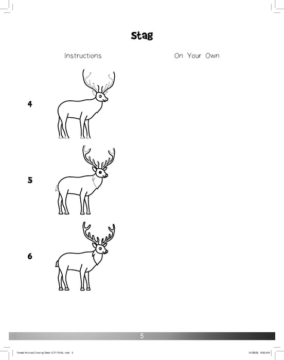The Drawing Book for Kids: Forest Animals - Step by Step with Space to Practice