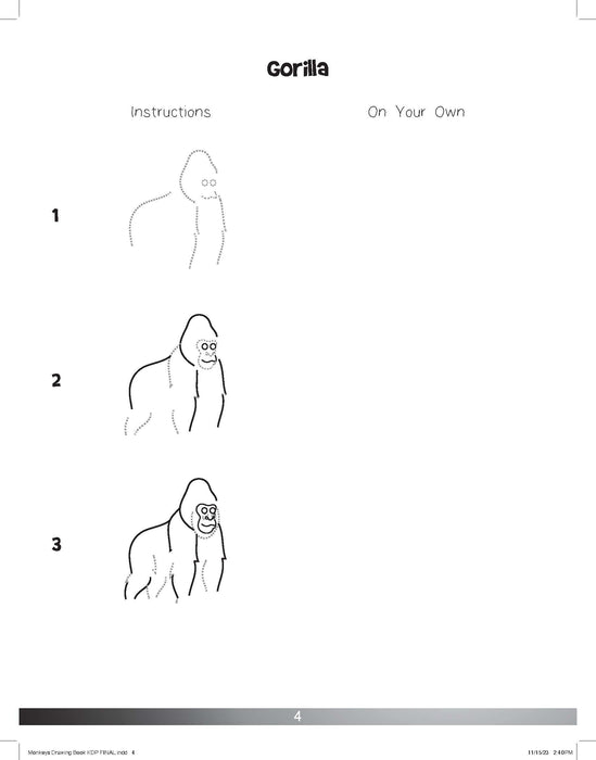 The Drawing Book for Kids: Monkeys - Step by Step with Space to Practice