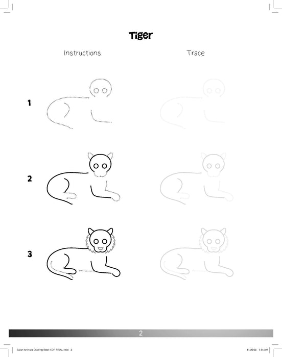 The Drawing Book for Kids: Safari Animals - Step by Step with Space to Practice
