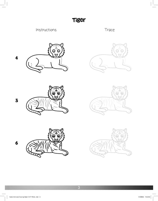 The Drawing Book for Kids: Safari Animals - Step by Step with Space to Practice