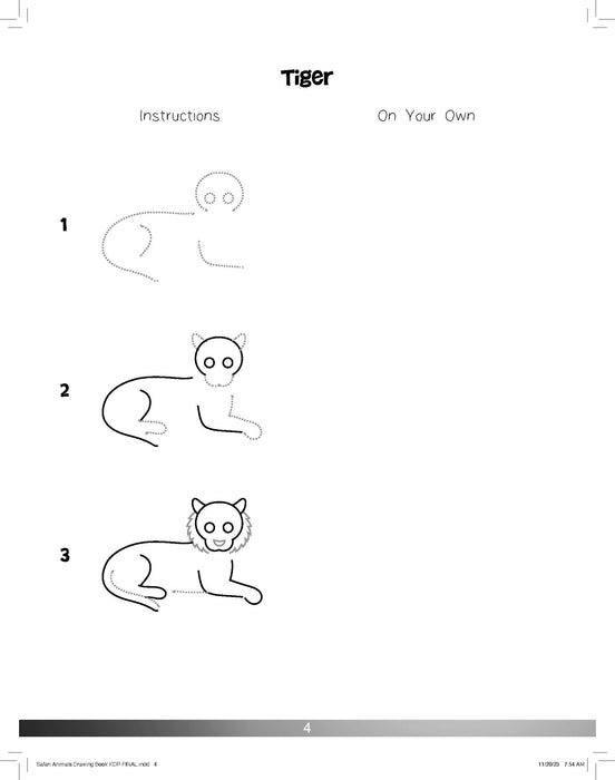 The Drawing Book for Kids: Safari Animals - Step by Step with Space to Practice